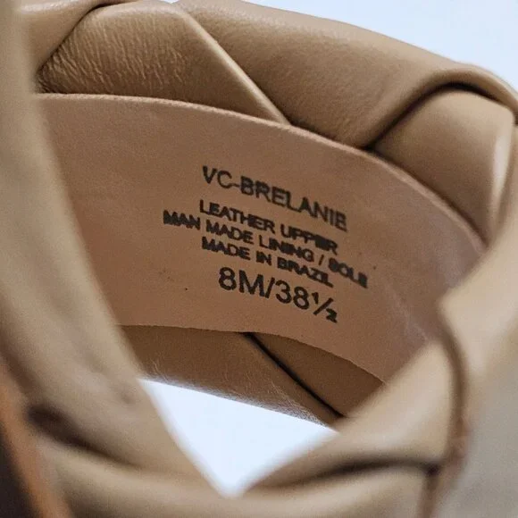 Vince Camuto Brelanie Braided Sandal Womens 8 Tan Woven Leather Mule Heels NEW - Picture 13 of 14